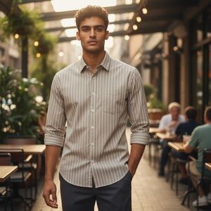 Banana Republic 100% Cotton Button Front Long Sleeve Stripe Shirt M